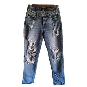 Judy Blue Boyfriend Fit Jeans Destressed Light Wash Pockets Size 5/27